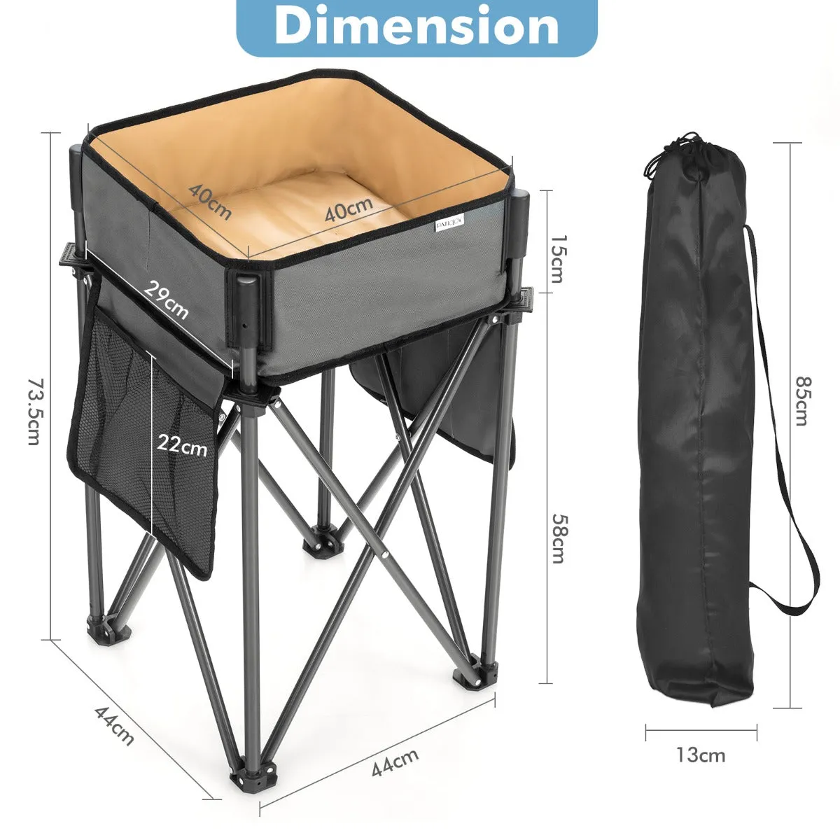 NNECW 2 PCS Folding Camping Tables with Large Capacity Storage Sink for Outdoor