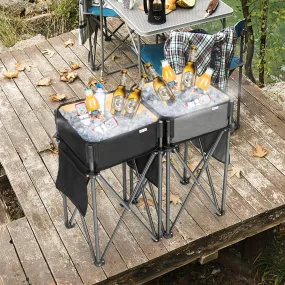 NNECW 2 PCS Folding Camping Tables with Large Capacity Storage Sink for Outdoor
