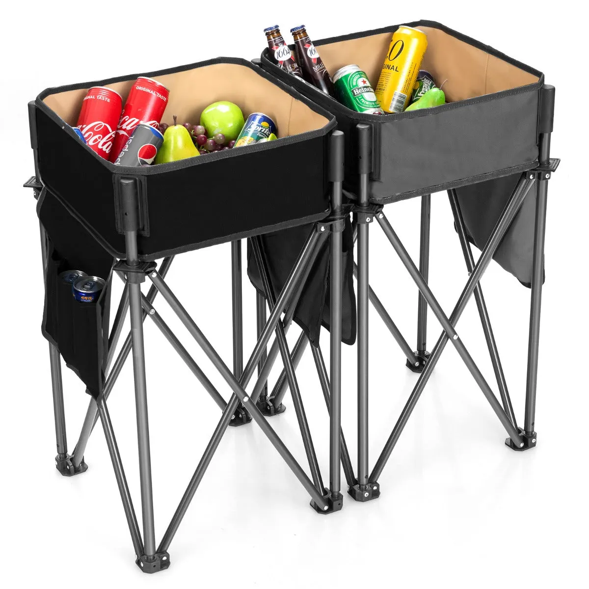 NNECW 2 PCS Folding Camping Tables with Large Capacity Storage Sink for Outdoor