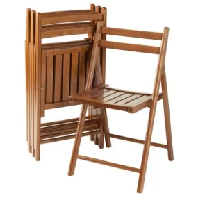 Open Box - 4pc Robin Folding Chair Set Teak Brown - Winsome