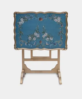 Opulent Blue Floral Folding Table