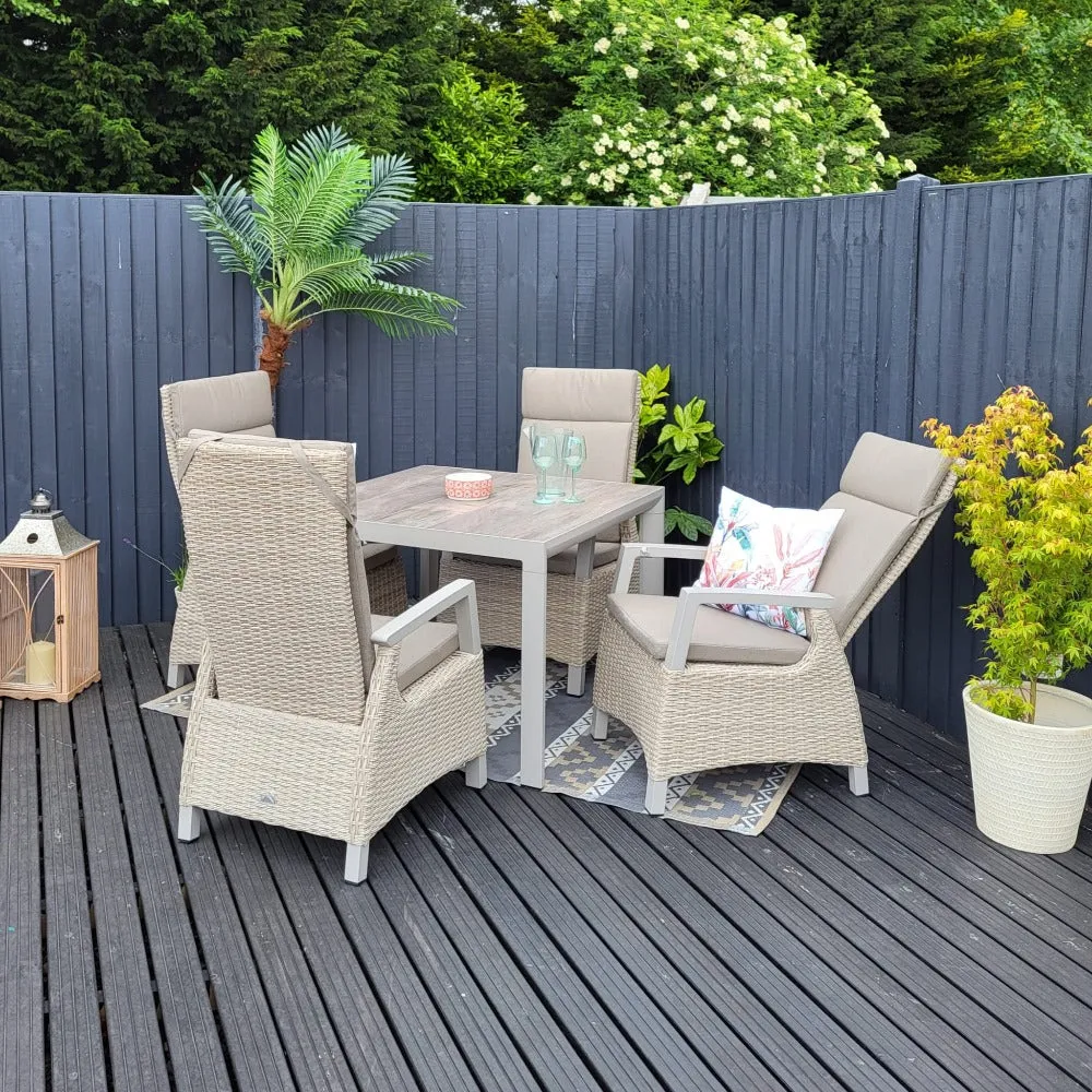 Outdoor Dining 4 Seat Reclining in Natural - Kendal By Vila