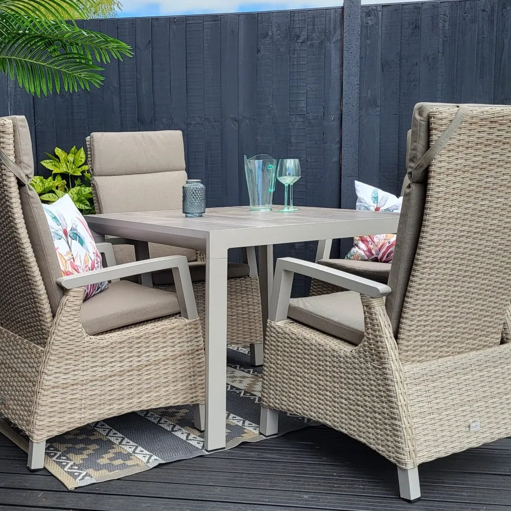 Outdoor Dining 4 Seat Reclining in Natural - Kendal By Vila