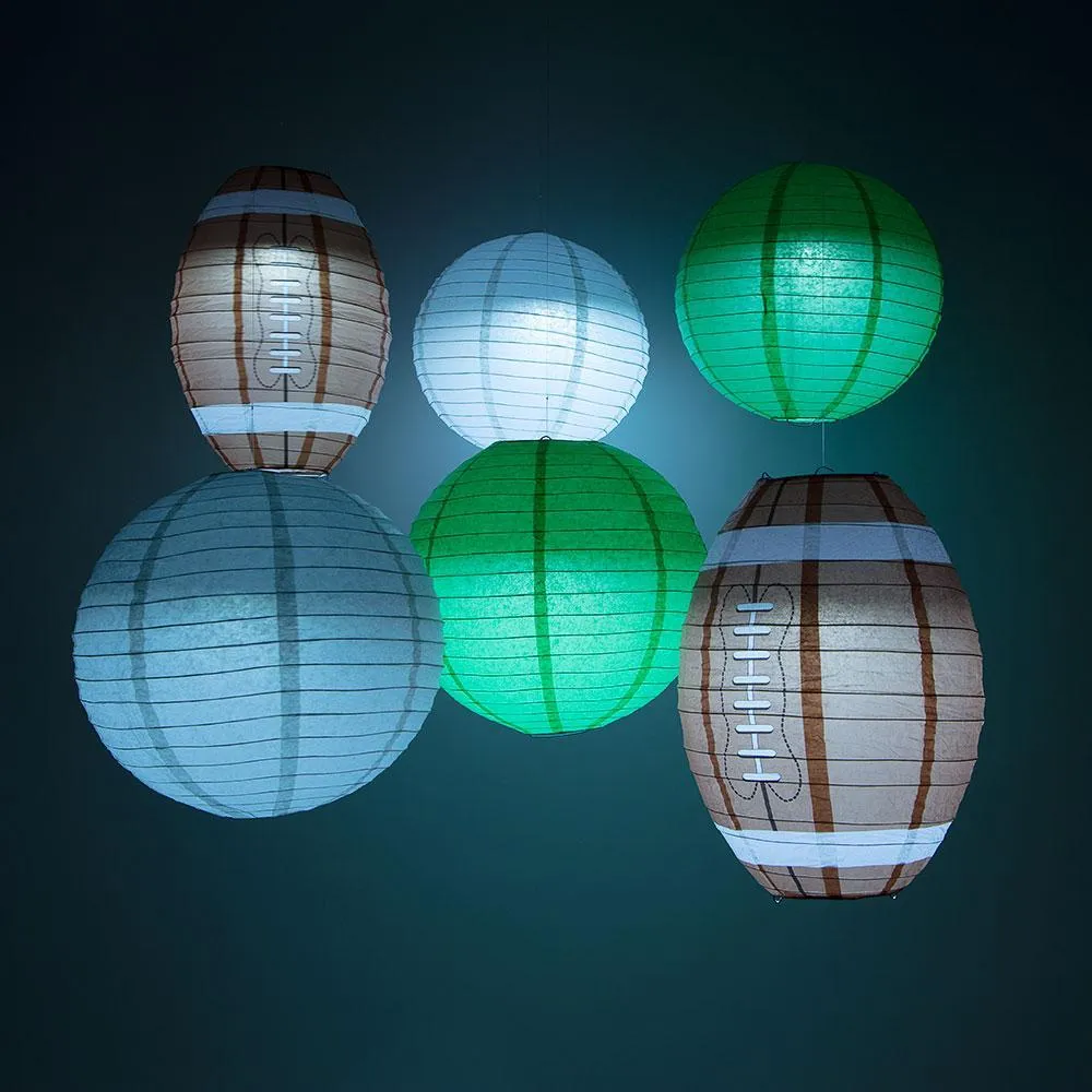 Philadelphia Pro Football Paper Lanterns 6pc Combo Tailgating Party Pack (Green/Grey)  - by PaperLanternStore