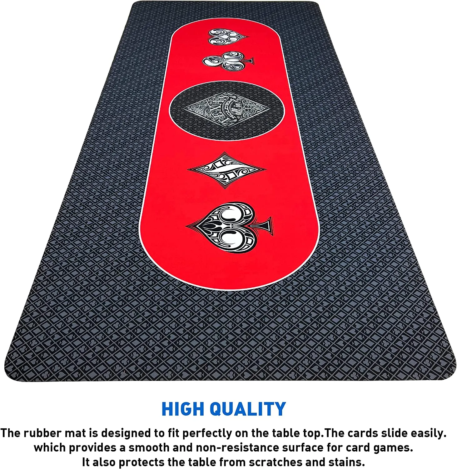 Poker Table Top Pad – for Texas Holdem Casino Style – 78” X 36” Rectangle – Portable Rolling Rubber Folding Mat – Professional 3 Layers-Includes Carry Bag, 72 Black