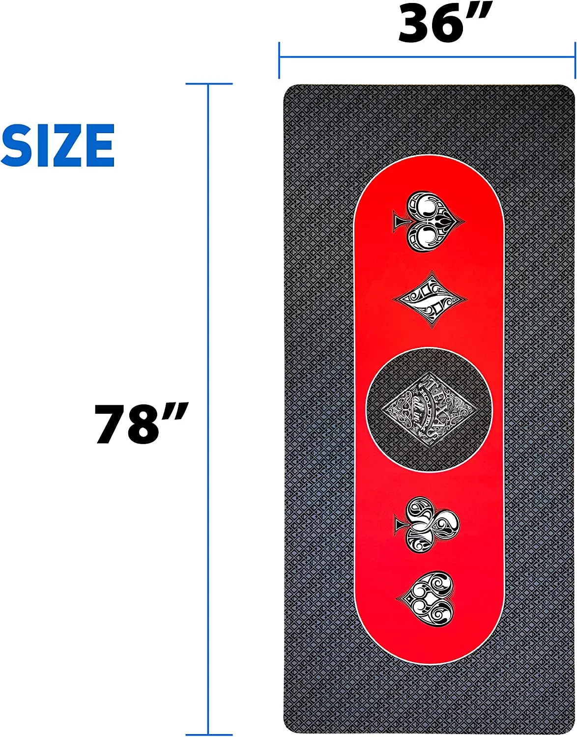 Poker Table Top Pad – for Texas Holdem Casino Style – 78” X 36” Rectangle – Portable Rolling Rubber Folding Mat – Professional 3 Layers-Includes Carry Bag, 72 Black