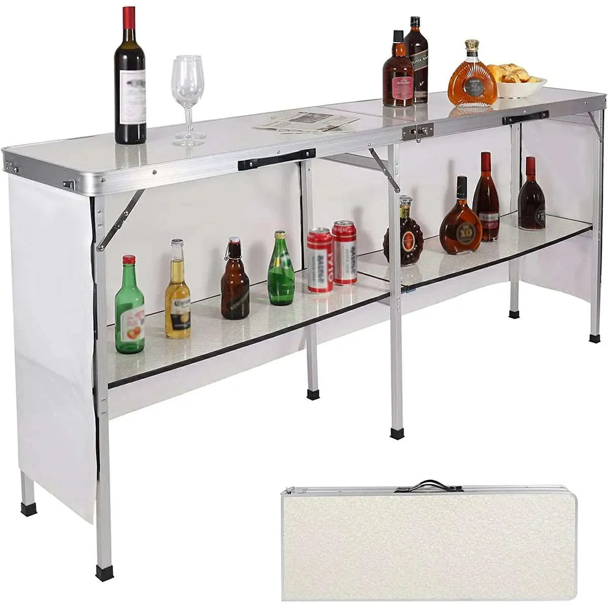 Portable Bar Table with Double Layer for Party