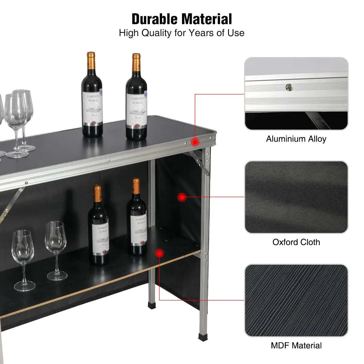 Portable Bar Table with Double Layer for Party
