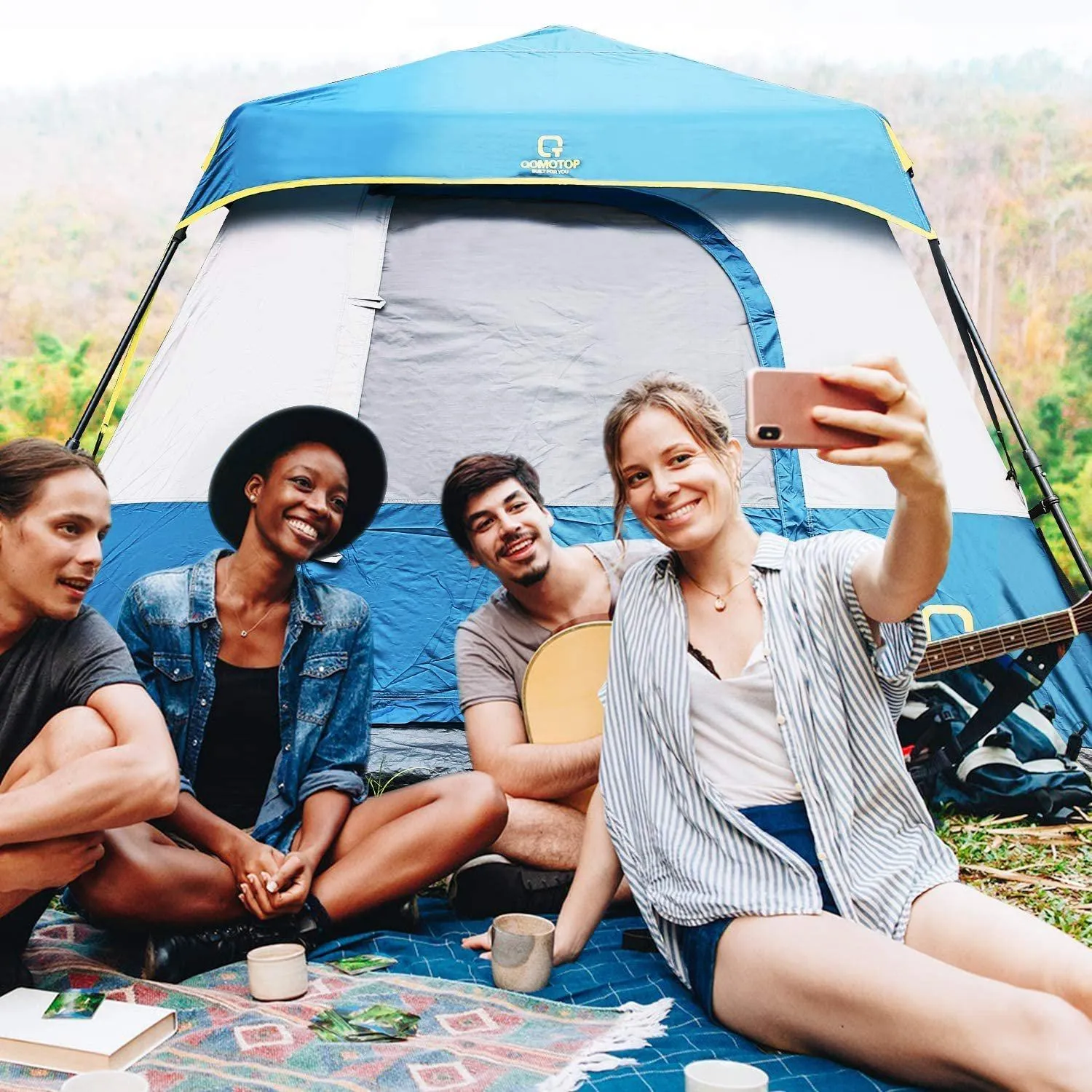 QOMOTOP 6 Person 60 Seconds Set Up Camping Tent