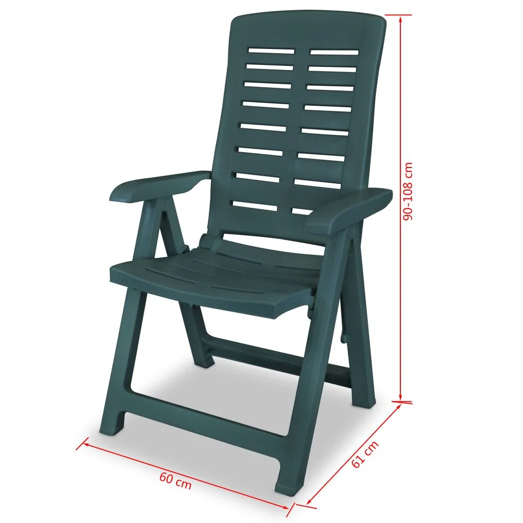 Reclining Garden Chairs 2 pcs Plastic Green