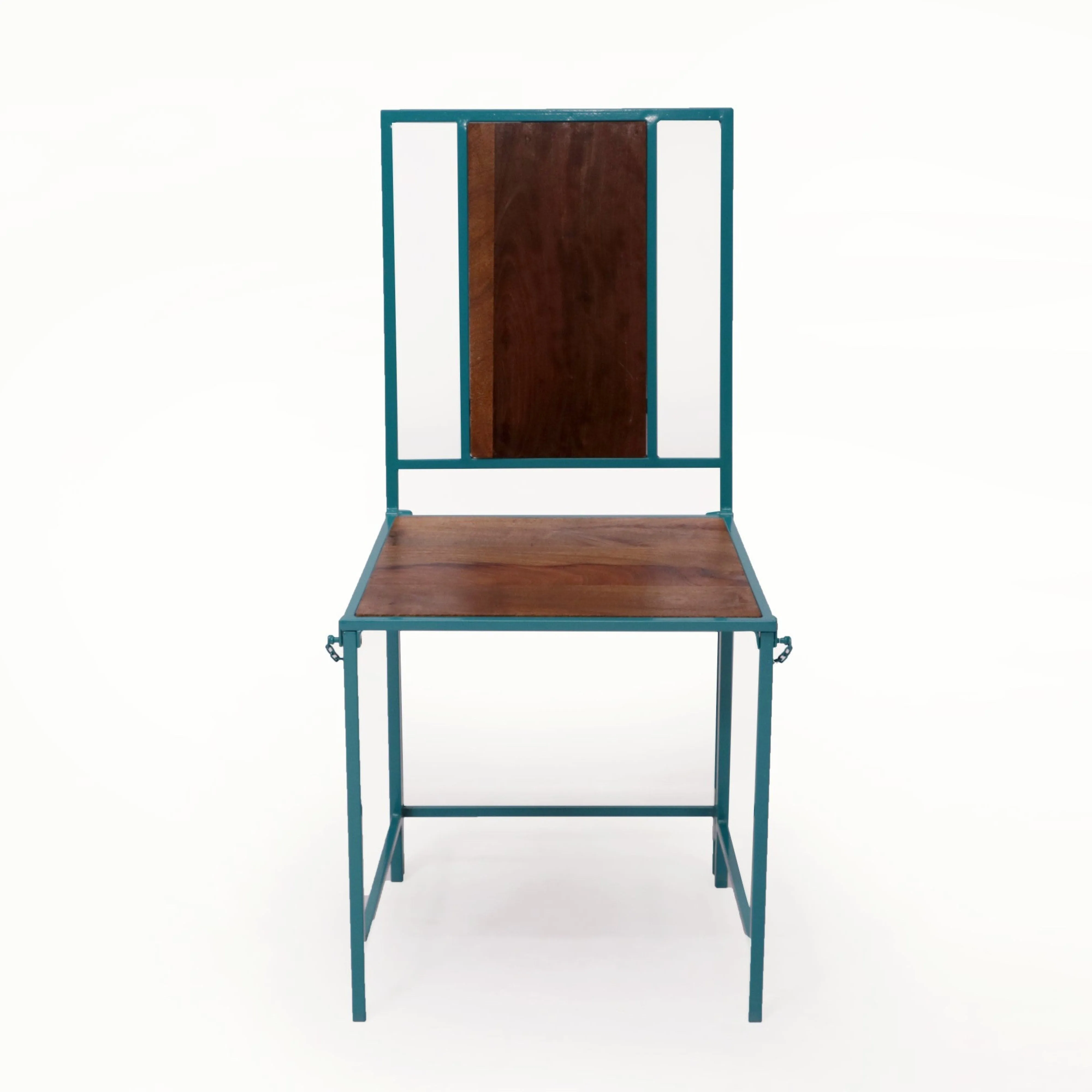 (Set of 2) Sea Green Wooden Metallic Dinning Folding Chair