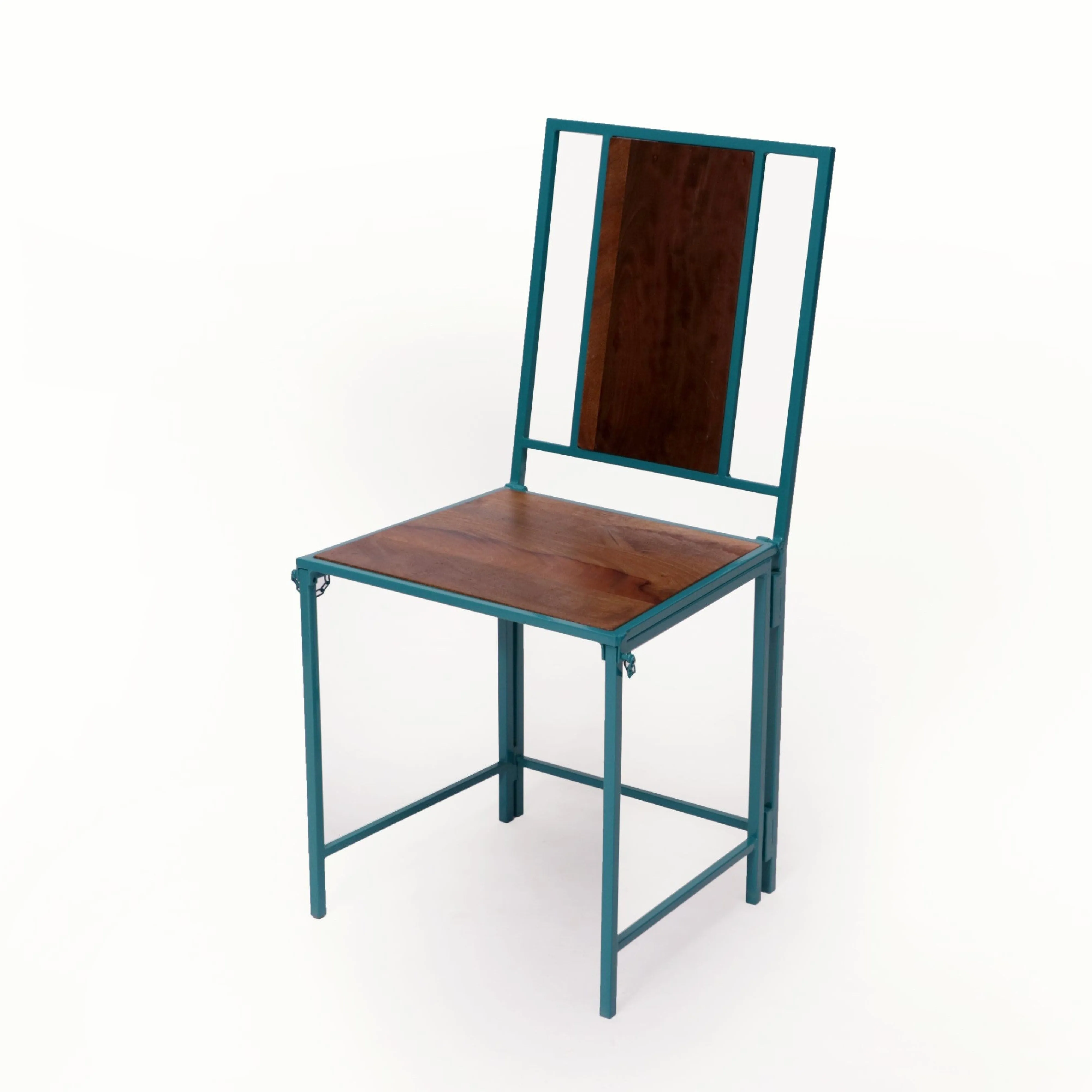(Set of 2) Sea Green Wooden Metallic Dinning Folding Chair