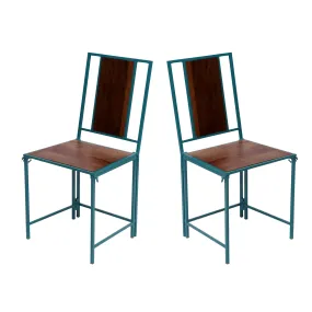 (Set of 2) Sea Green Wooden Metallic Dinning Folding Chair