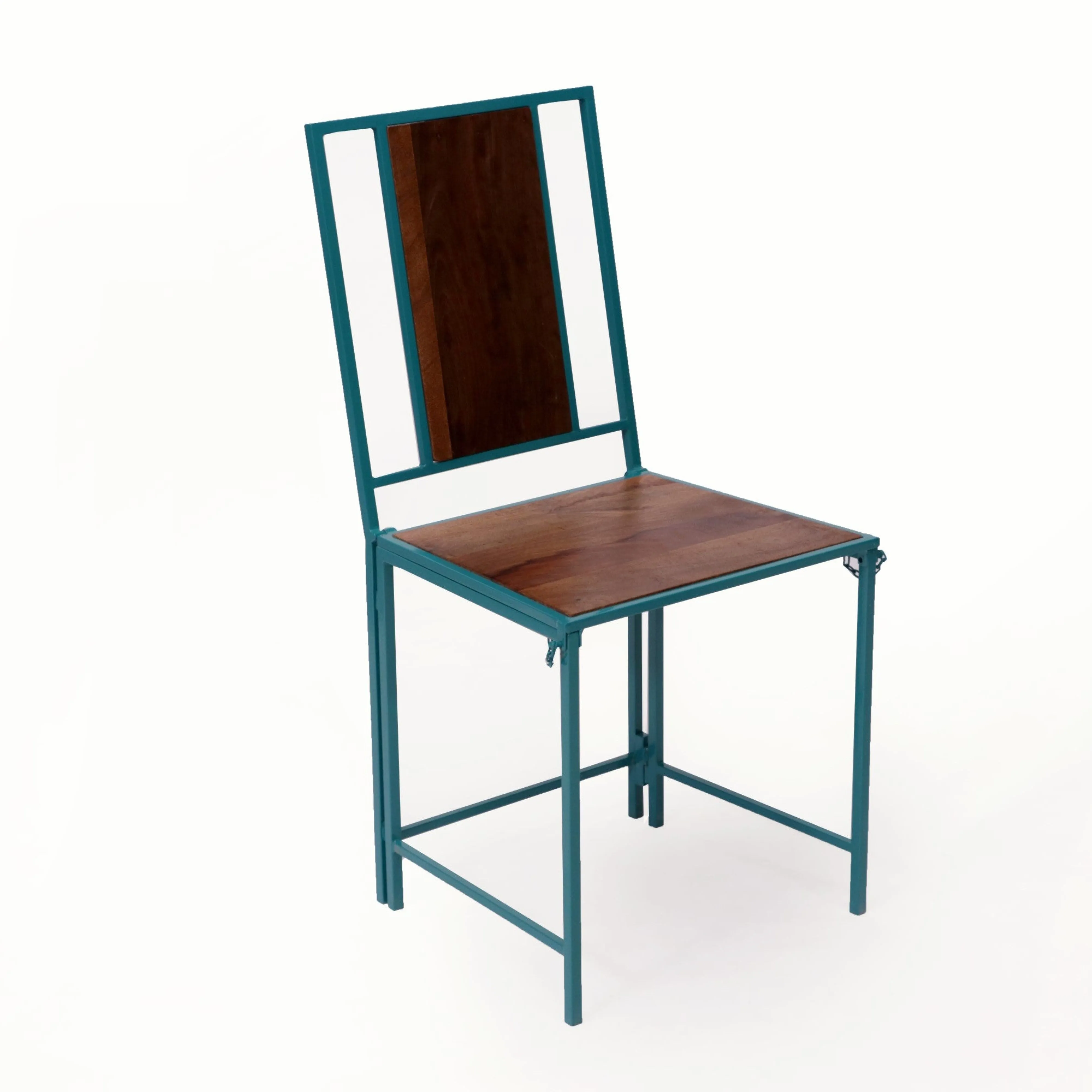(Set of 2) Sea Green Wooden Metallic Dinning Folding Chair