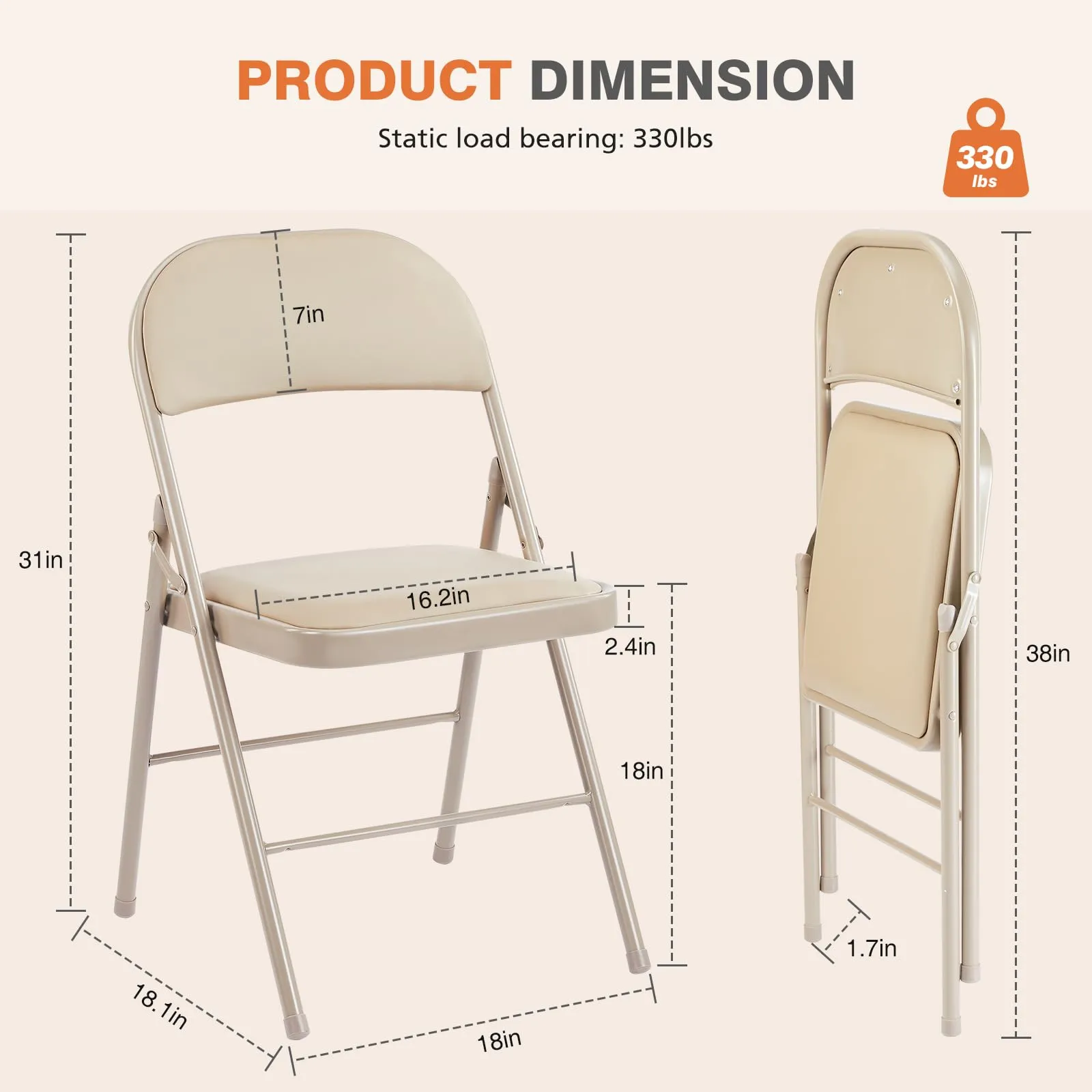 Sweetcrispy 6-Pack Leather Folding Chairs for Indoor/Outdoor