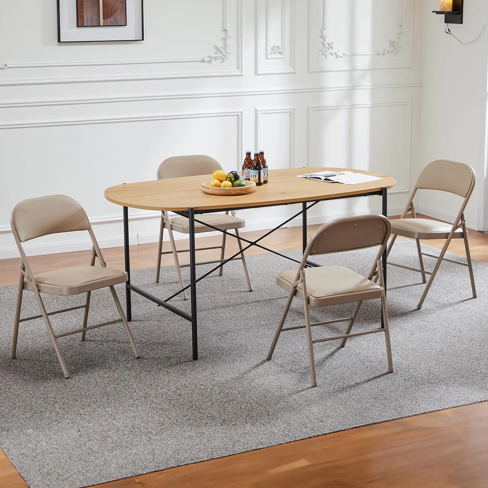 Sweetcrispy 6-Pack Leather Folding Chairs for Indoor/Outdoor