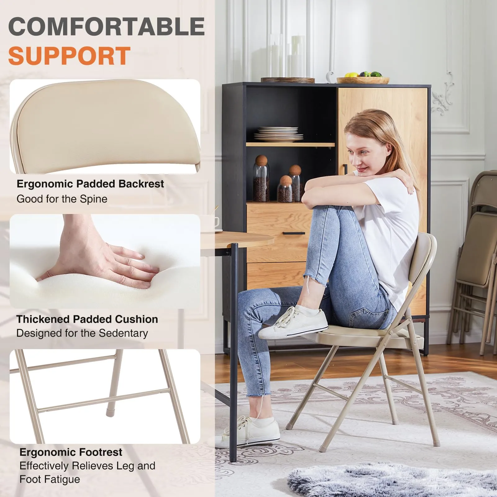 Sweetcrispy 6-Pack Leather Folding Chairs for Indoor/Outdoor