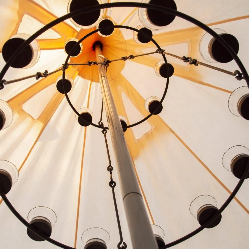 Tea Light Candle Chandelier Double Tier - Black