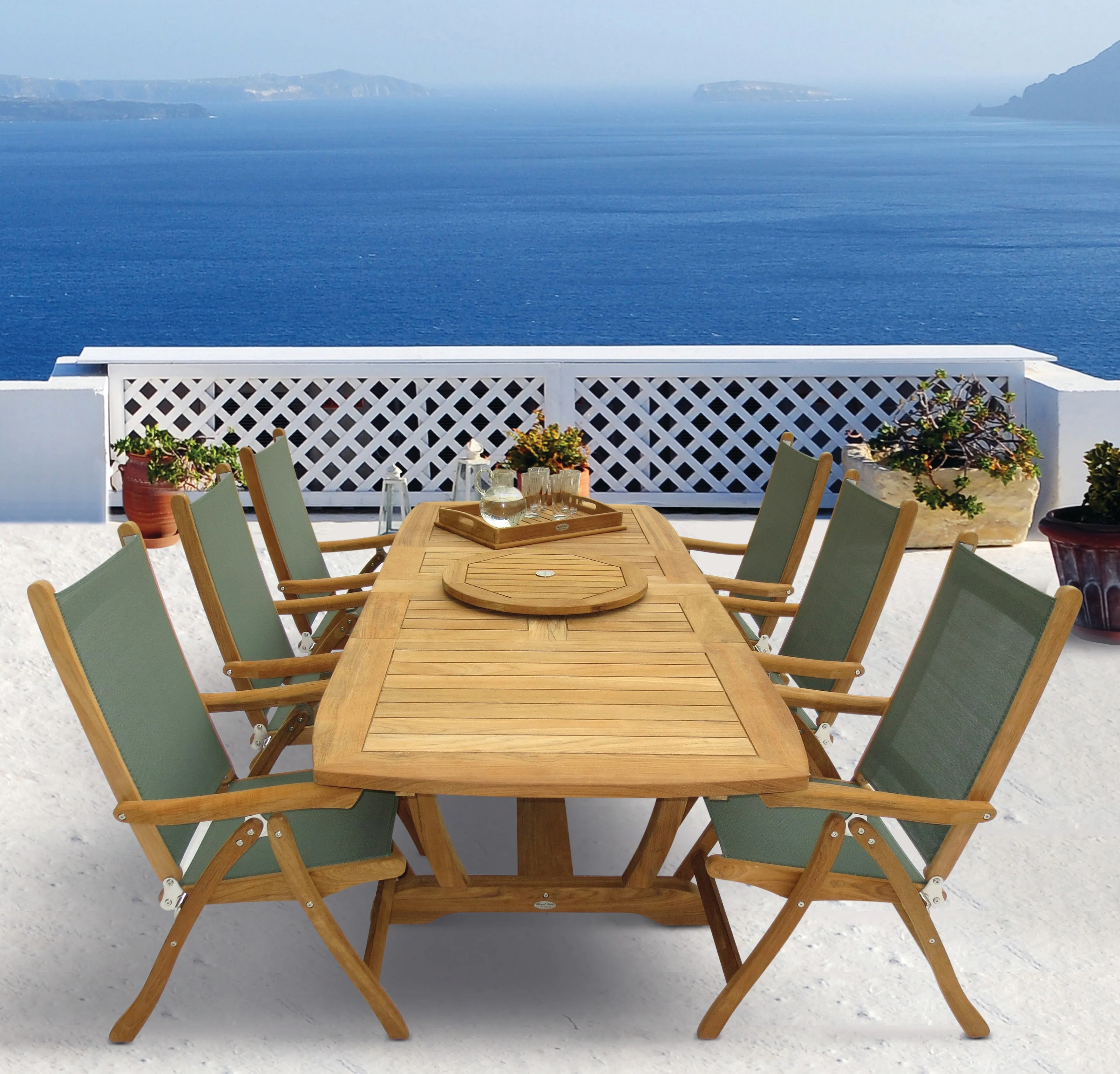 Teakwood Patio Table and Chairs - Gala (Table) & Florida (6 Chairs)