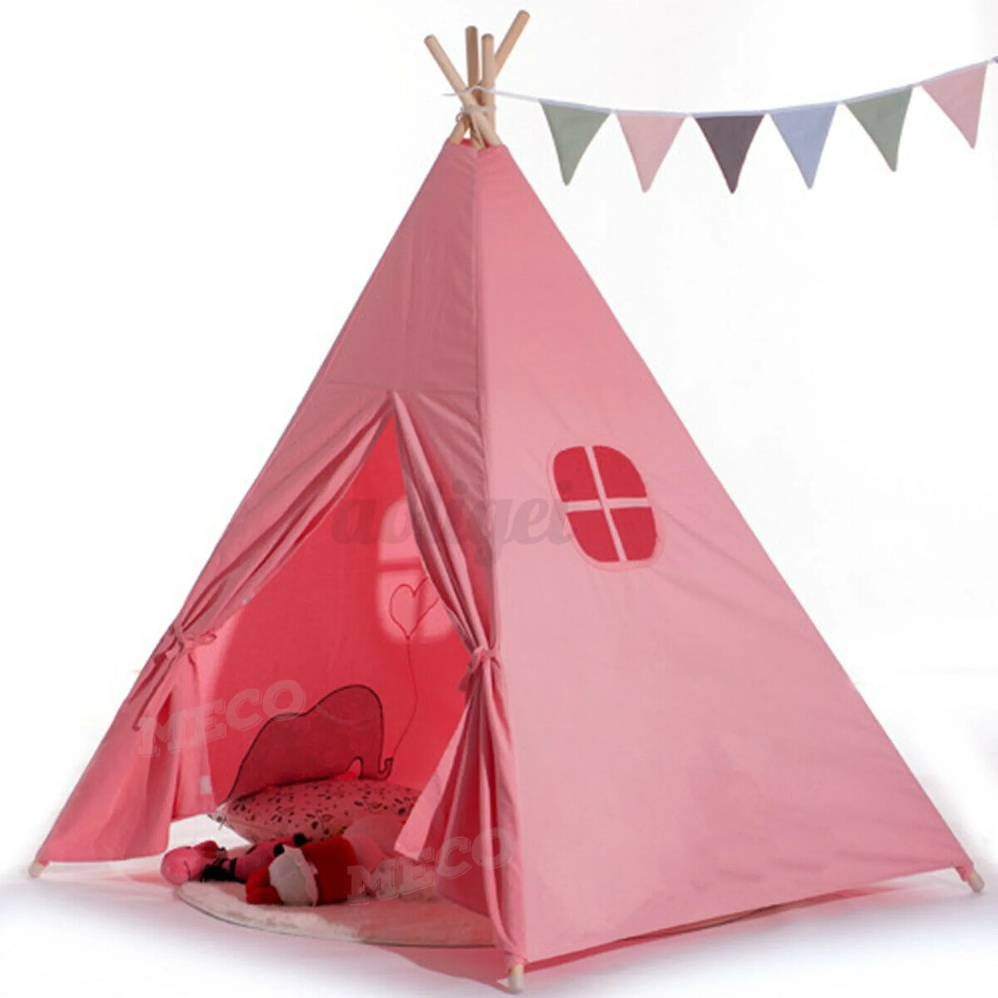 Teepee Tent Cubby House Larger for kids-Pink-130 cm Size
