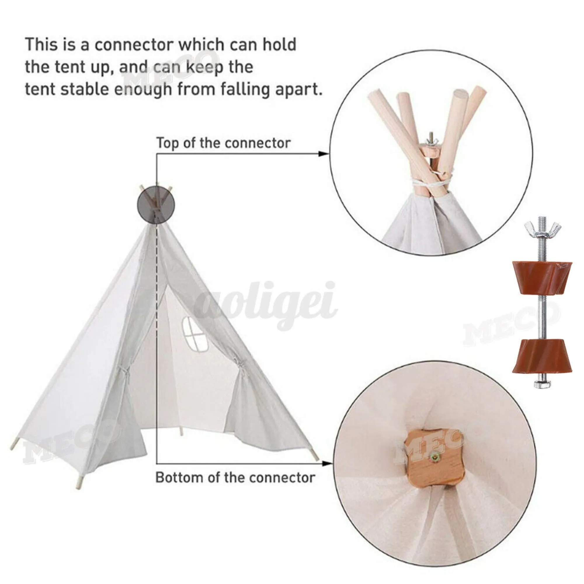 Teepee Tent Cubby House Larger for kids-Pink-130 cm Size