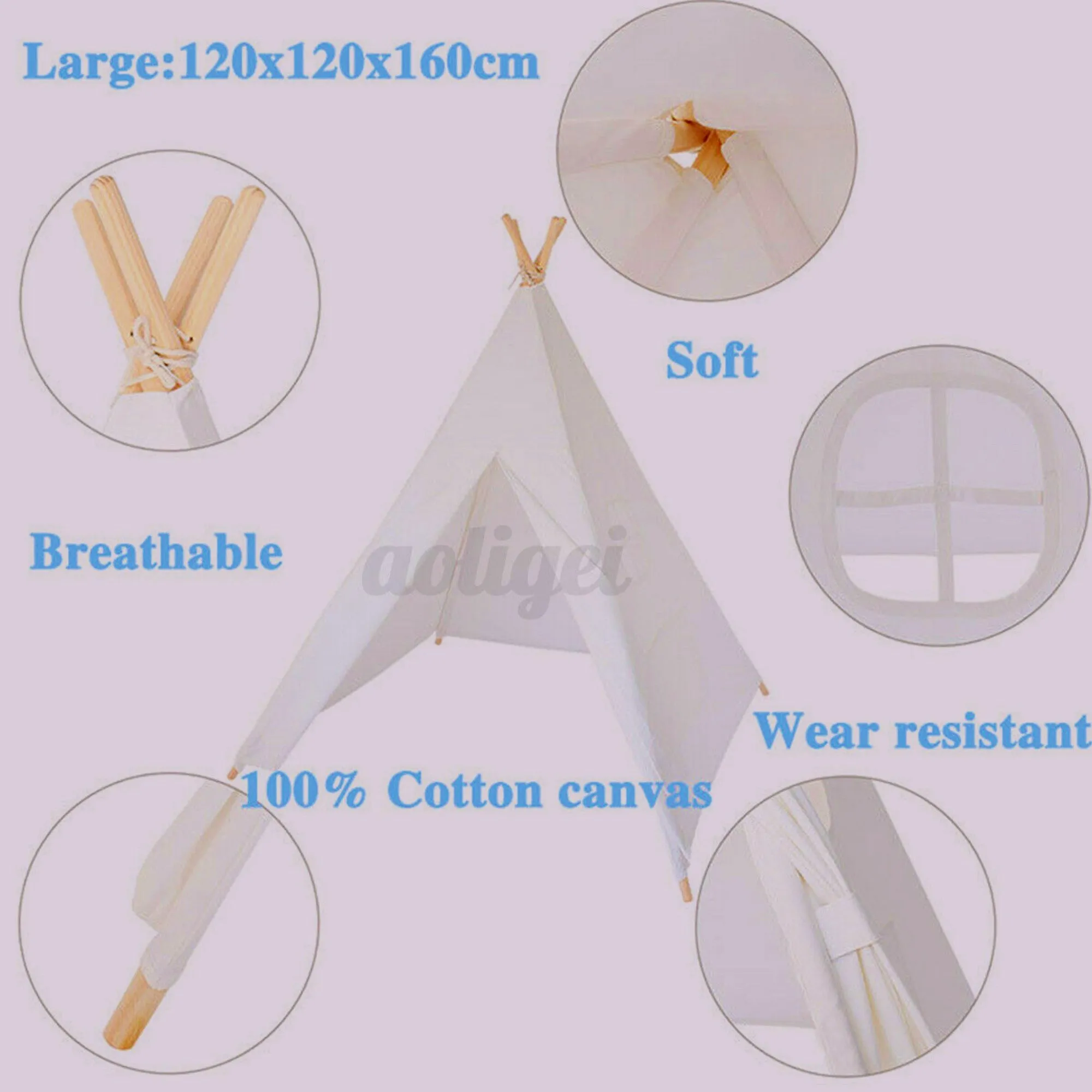 Teepee Wigwam Tent Cubby House_Pink 130cm size