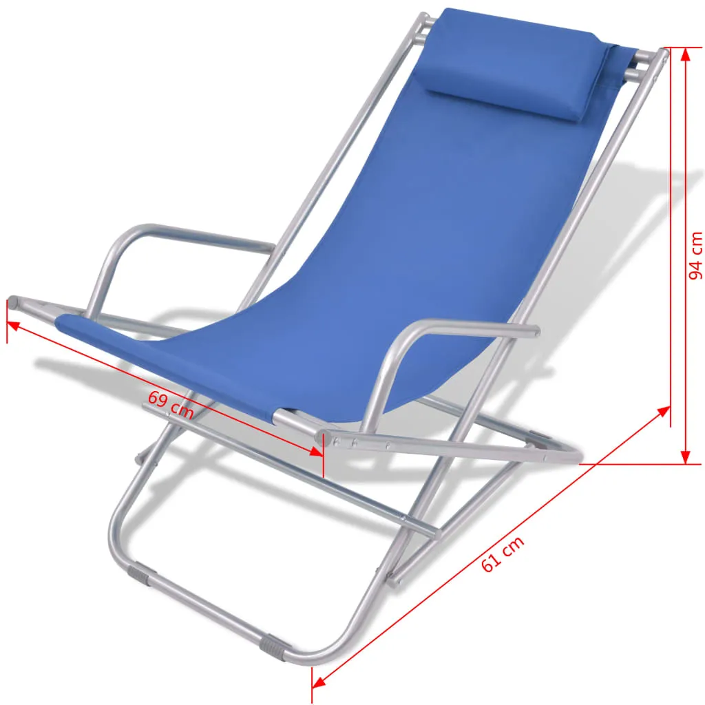 vidaXL Reclining Deck Chairs 2 pcs Steel Blue