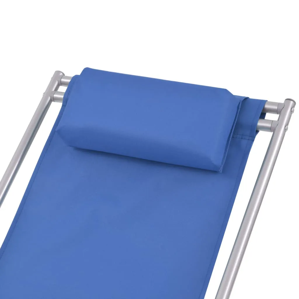 vidaXL Reclining Deck Chairs 2 pcs Steel Blue