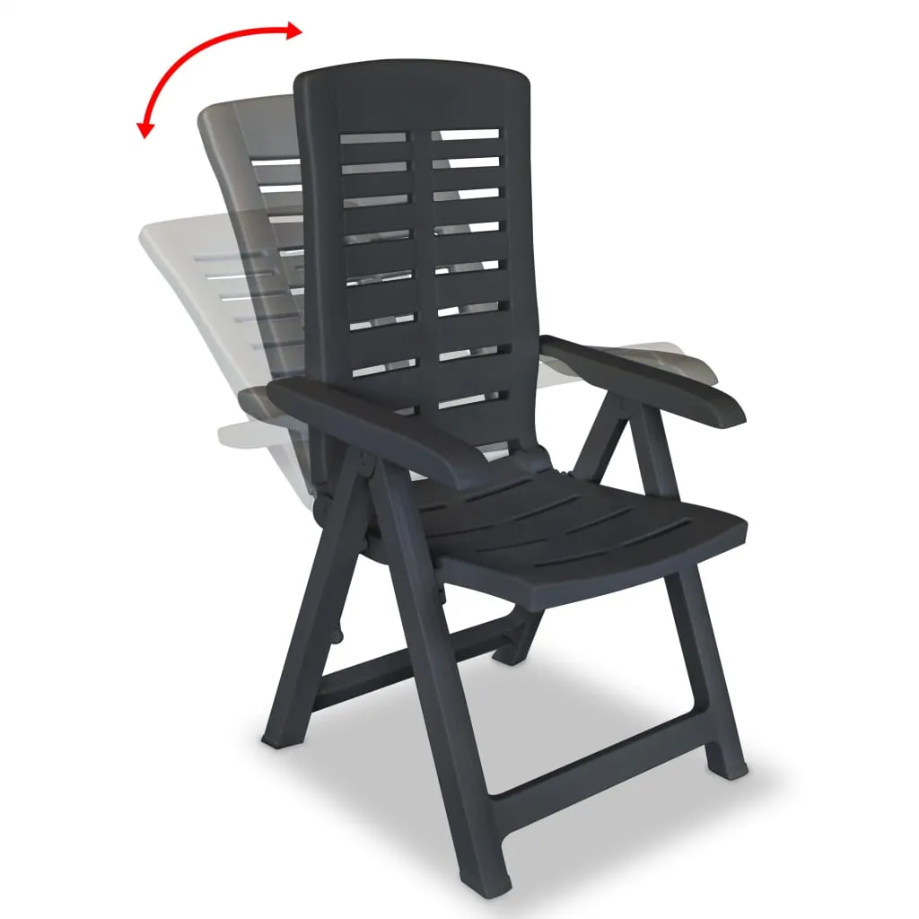 vidaXL Reclining Patio Chairs 4 pcs Plastic Anthracite - Weather Resistant, Foldable, Lightweight