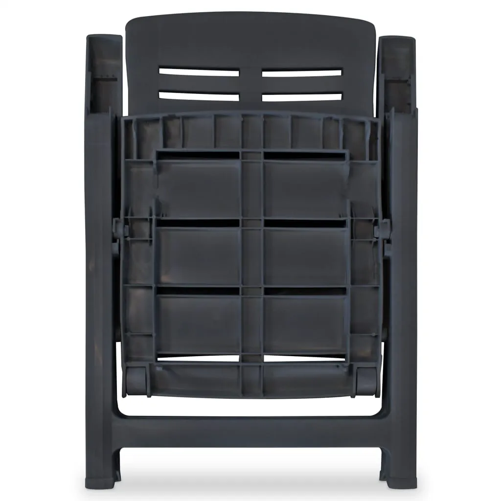 vidaXL Reclining Patio Chairs 4 pcs Plastic Anthracite - Weather Resistant, Foldable, Lightweight