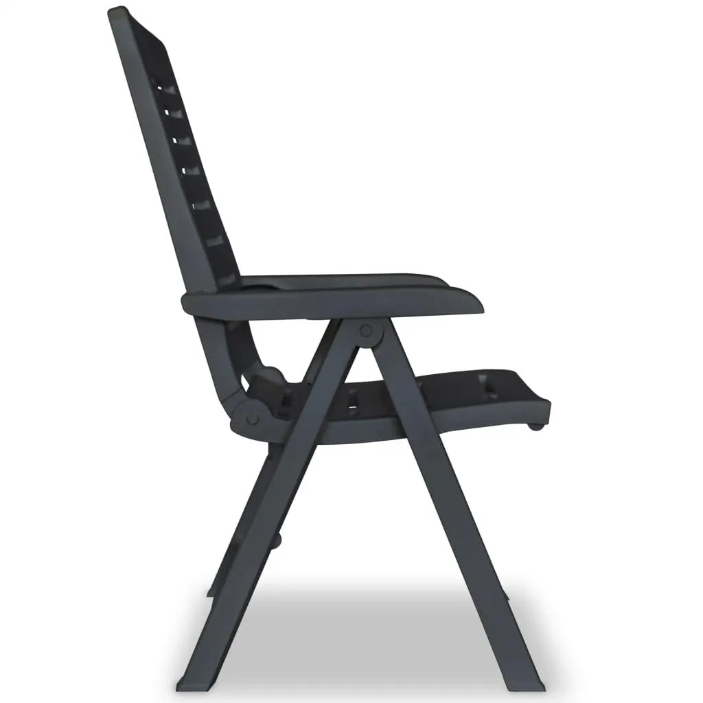 vidaXL Reclining Patio Chairs 4 pcs Plastic Anthracite - Weather Resistant, Foldable, Lightweight