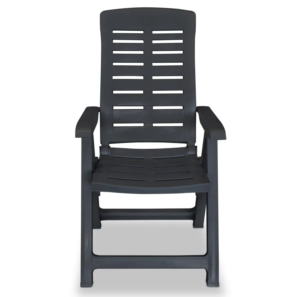 vidaXL Reclining Patio Chairs 4 pcs Plastic Anthracite - Weather Resistant, Foldable, Lightweight