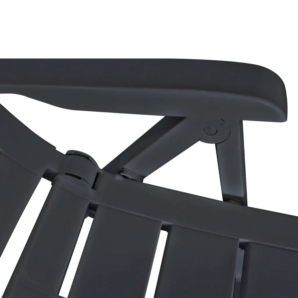 vidaXL Reclining Patio Chairs 4 pcs Plastic Anthracite - Weather Resistant, Foldable, Lightweight