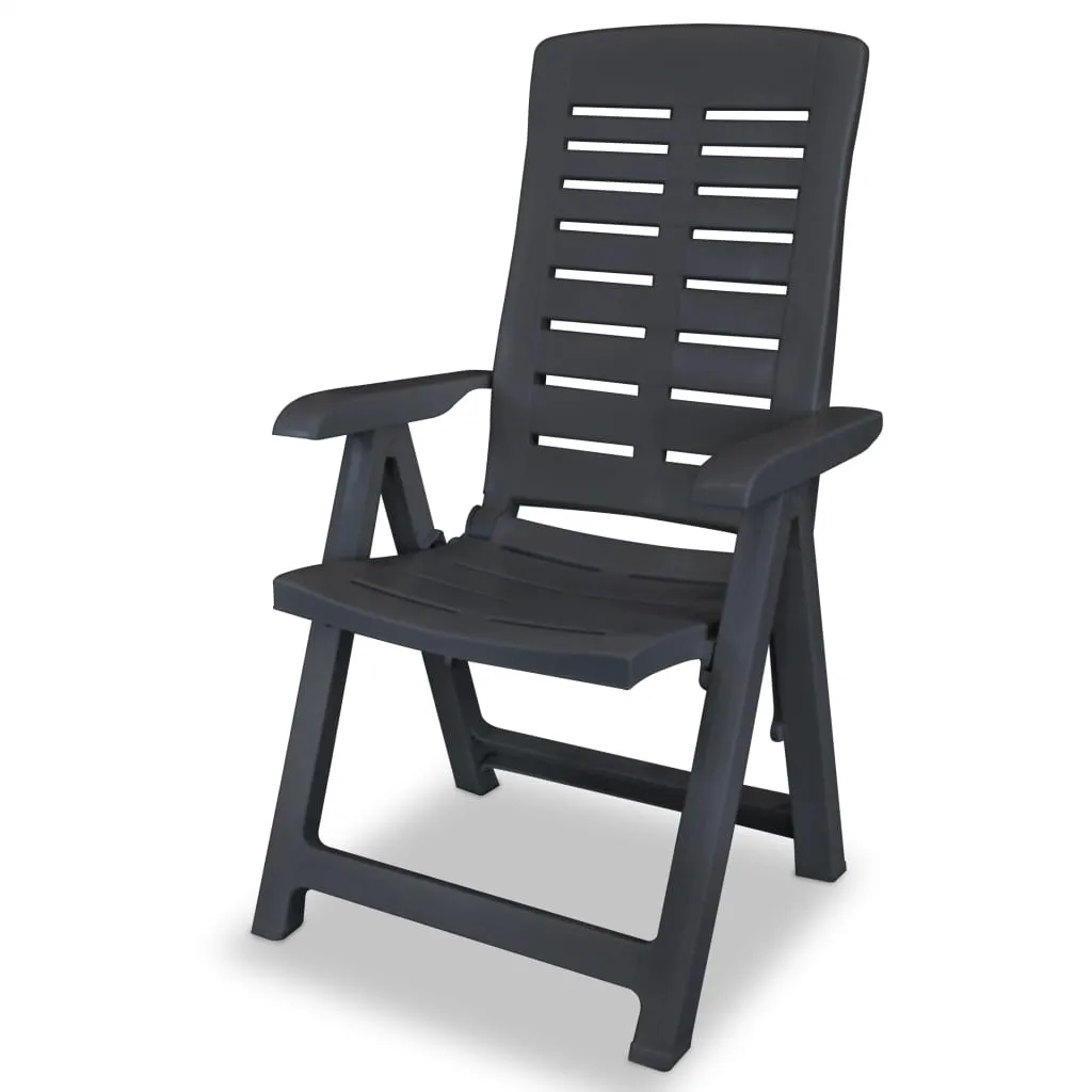 vidaXL Reclining Patio Chairs 4 pcs Plastic Anthracite - Weather Resistant, Foldable, Lightweight