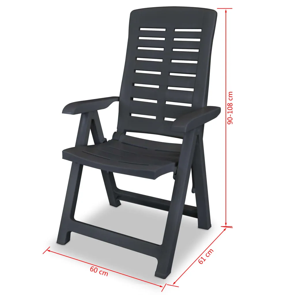vidaXL Reclining Patio Chairs 4 pcs Plastic Anthracite - Weather Resistant, Foldable, Lightweight