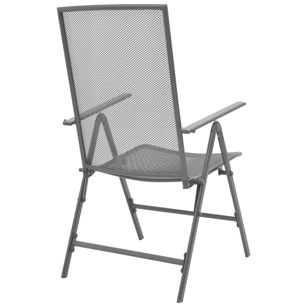 vidaXL Stackable Garden Chairs 2 pcs Steel Grey