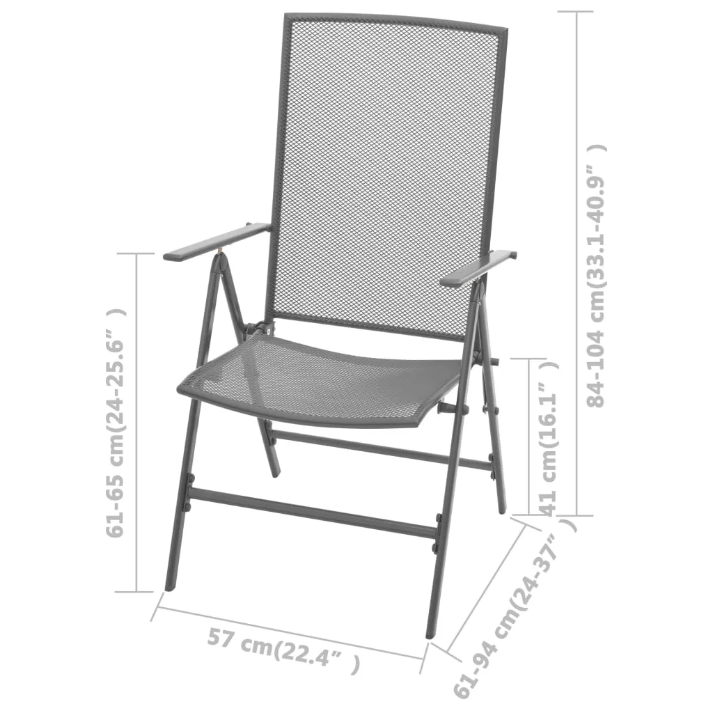 vidaXL Stackable Garden Chairs 2 pcs Steel Grey