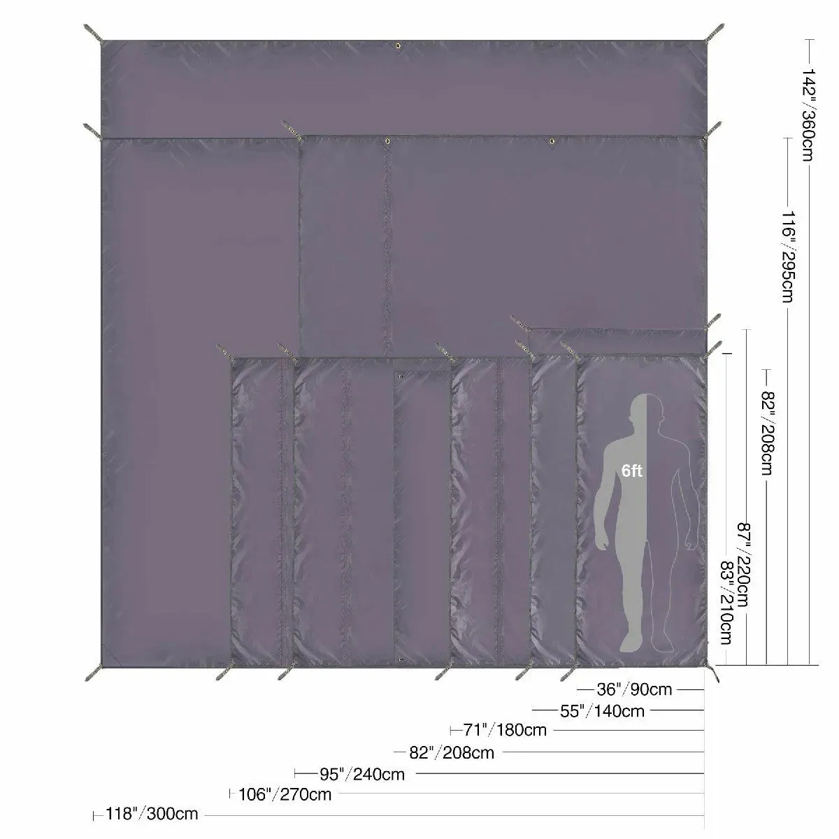 Waterproof Camping Tent Tarp, Multifunctional Tent Footprint