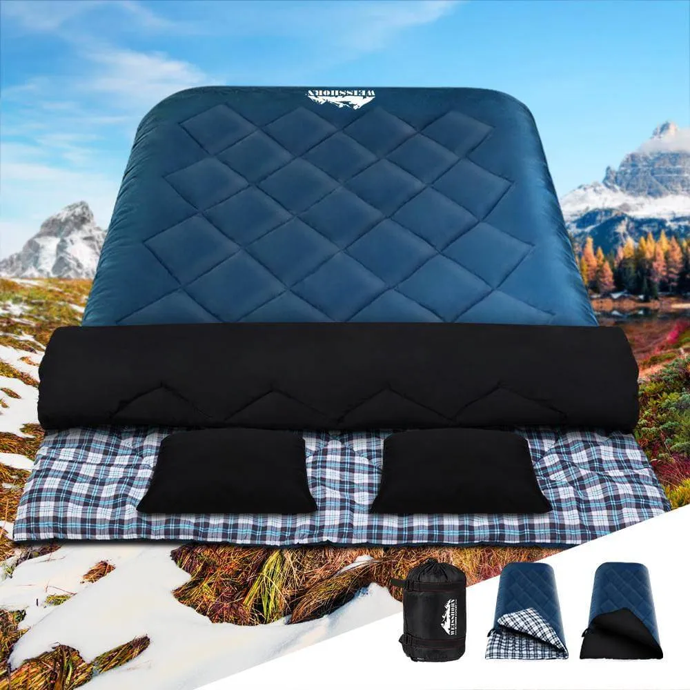 Weisshorn Sleeping Bag Double Pillow Thermal Camping Hiking Tent Blue -10�C