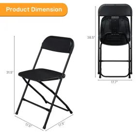 ZUN 10pcs Injection Molding Classic Garden Plastic Folding Chair Black 60667499